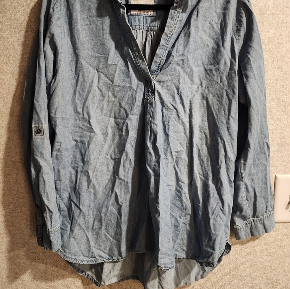 Sonoma Chambray Popover Top Size L Casual Lightweight Blouse - Picture 2 of 4